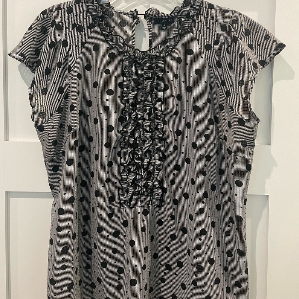 The Limited Black Polka Dot Ruffle Blouse